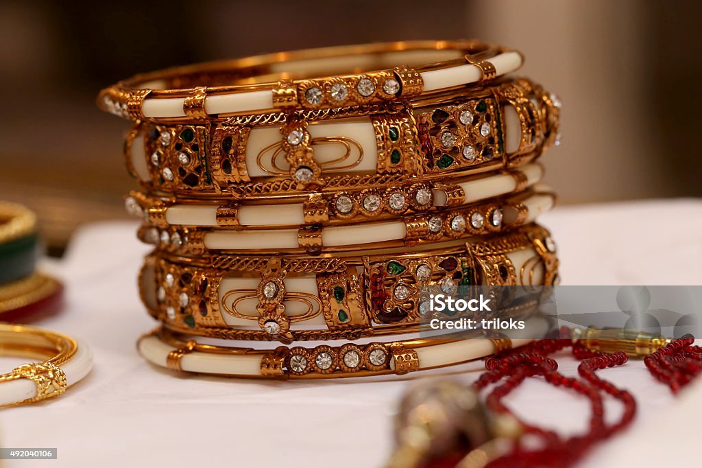 Elephant Teeth Antique Gold Floral Bangles