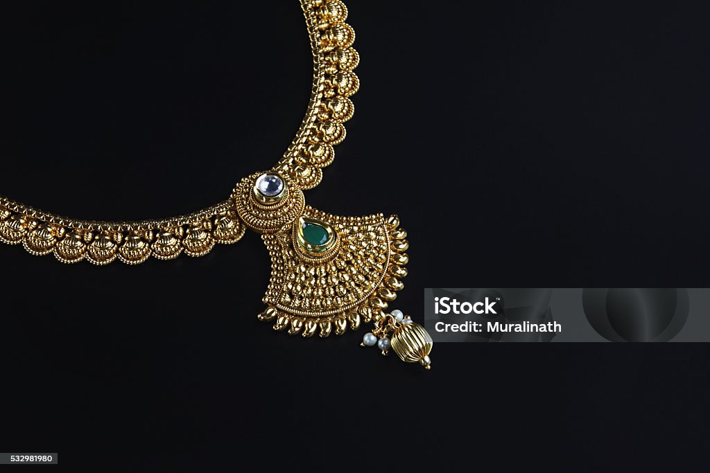 Indian Traditional Gold Necklace with Gem stones